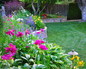 The structure and placement of the elements in this Colorado perennial garden draw the eye